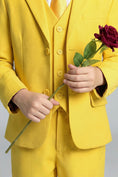 Load image into Gallery viewer, Boys Vibrant Yellow 3-Piece Suit for Weddings with Notch Lapel