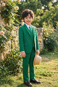 Cargar la imagen en la vista de la galería, Boys Fresh Green 3-Piece Suit for Weddings with Notch Lapel