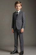 Charger l'image dans la visionneuse de la galerie, Boys Charcoal Grey Single-Breasted 2-Piece Suit for Formal Weddings
