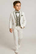 Load image into Gallery viewer, Boys Navy Blue Jacquard 3-Piece Suit for Weddings & Formal Occasions