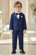 Load image into Gallery viewer, Boys Navy Blue Single-Breasted 2-Piece Suit for Formal Weddings