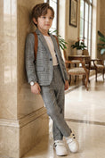 Load image into Gallery viewer, Boys Grey Glen Plaid Casual 2-Piece Suit for Modern Weddings