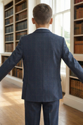 Bild in Galerie-Betrachter laden, Boys Navy Plaid 3-Piece Suit for Weddings & Formal Gatherings