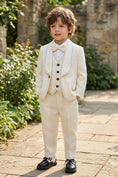 Bild in Galerie-Betrachter laden, Boys Beige Pinstripe 3-Piece Suit for Country Weddings