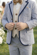 Load image into Gallery viewer, Boys Blue-gray Stripes Seersucker Single-breasted 2-piece Suit