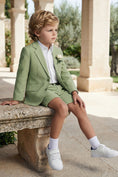 Bild in Galerie-Betrachter laden, Boys Sage Green Linen Single-breasted 2-piece Suit
