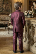 Cargar la imagen en la vista de la galería, Boys Burgundy With Black Collar 2-Piece Suit