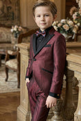 Cargar la imagen en la vista de la galería, Boys Burgundy With Black Collar 2-Piece Suit