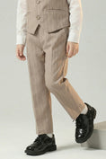 Cargar la imagen en la vista de la galería, Boys Khaki Stripes Single-Breasted 2-piece Suit