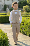 Cargar la imagen en la vista de la galería, Boys Khaki Stripes Single-Breasted 2-piece Suit