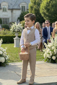 Cargar la imagen en la vista de la galería, Boys Khaki Stripes Single-Breasted 2-piece Suit
