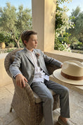 Load image into Gallery viewer, Boys Light Gray Linen Single-Breasted 2-Piece Suit