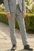 Load image into Gallery viewer, Boys Light Gray Linen Single-Breasted 2-Piece Suit
