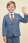 Bild in Galerie-Betrachter laden, Boys Light Blue Checked 3-Piece Suit for Weddings with Notch Lapel