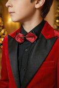Bild in Galerie-Betrachter laden, Boys Red Velvet Tuxedo 2-Piece Set with Black Satin Shawl Lapel