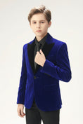 Bild in Galerie-Betrachter laden, Boys Royal Blue Velvet Tuxedo 2-Piece Set with Black Satin Shawl Lapel