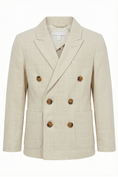 Bild in Galerie-Betrachter laden, Boys Beige Double-Breasted Notch Lapel Blazer Jacket