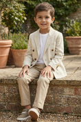Bild in Galerie-Betrachter laden, Boys Beige Double-Breasted Notch Lapel Blazer Jacket