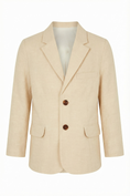 Cargar la imagen en la vista de la galería, Boys Cream Single-Breasted Notch Lapel Blazer Jacket
