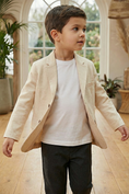 Cargar la imagen en la vista de la galería, Boys Cream Single-Breasted Notch Lapel Blazer Jacket