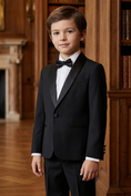 Load image into Gallery viewer, Boys Black Shawl Lapel Tuxedo Blazer
