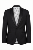 Cargar la imagen en la vista de la galería, Boys Black Shawl Lapel Tuxedo Blazer