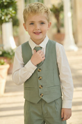 Bild in Galerie-Betrachter laden, Boys Sage Green Vest & Shorts Wedding Outfit 3-Piece Suit