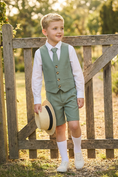 Bild in Galerie-Betrachter laden, Boys Sage Green Vest & Shorts Wedding Outfit 3-Piece Suit