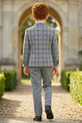 Bild in Galerie-Betrachter laden, Boys Grey Plaid 3-Piece Suit for Estate Weddings & Formal Gatherings