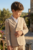 Load image into Gallery viewer, Boys Beige Linen 2-Piece Suit for Summer Weddings & Outdoor Events