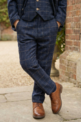 Bild in Galerie-Betrachter laden, Boys Navy Plaid 3-Piece Suit for Estate Weddings & Formal Gatherings
