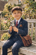 Bild in Galerie-Betrachter laden, Boys Navy Plaid 3-Piece Suit for Estate Weddings & Formal Gatherings