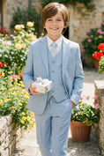 Load image into Gallery viewer, Boys Sky Blue 3-Piece Suit for Mediterranean Villa Weddings