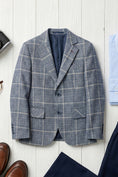 Load image into Gallery viewer, Boys Grey Plaid Blazer for Modern Weddings