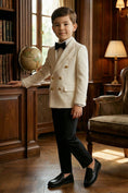 Load image into Gallery viewer, Boys Beige Double-Breasted 2-Piece Suit for Vintage Library Weddings