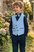 Bild in Galerie-Betrachter laden, Boys Light Blue Linen Vest And Trousers Set for Garden Weddings
