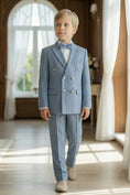 Load image into Gallery viewer, Boys Sky Blue Pinstripe Double-Breasted 2-Piece Suit for Grand Indoor Weddings