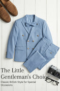 Load image into Gallery viewer, Boys Sky Blue Pinstripe Double-Breasted 2-Piece Suit for Grand Indoor Weddings