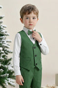 Load image into Gallery viewer, Boys Emerald Green Pinstripe 2-Piece Vest Suit for Weddings & Formal Events