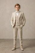 Load image into Gallery viewer, Boys Natural Linen 3-Piece Suit with Notch Lapel