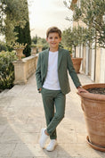 Load image into Gallery viewer, Boys Sage Green 2-Piece Casual Suit with Notch Lapel