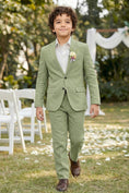 Charger l'image dans la visionneuse de la galerie, Boys Sage Green Linen 2-Piece Suit with Notch Lapel