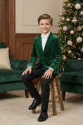 Load image into Gallery viewer, Boys Emerald Green Velvet Tuxedo 2-Piece Set with Notch Lapel