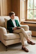 Load image into Gallery viewer, Boys Emerald Green Velvet Tuxedo 2-Piece Set with Notch Lapel