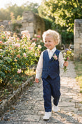 Bild in Galerie-Betrachter laden, Boys Navy Blue Tweed Vest & Trousers Set