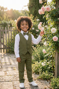 Load image into Gallery viewer, Boys Olive Green Vest & Trousers Set