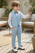Charger l'image dans la visionneuse de la galerie, Boys Sky Blue 2-Piece Vest Suit for English Garden Weddings