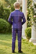 Load image into Gallery viewer, Boys Deep Purple Plaid 2-Piece Suit for Garden Weddings & Outdoor