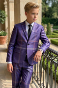 Load image into Gallery viewer, Boys Deep Purple Plaid 2-Piece Suit for Garden Weddings & Outdoor