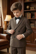Gallery viewerに画像を読み込む, Boys Dark Brown Double-Breasted 2-Piece Suit for Vintage Library Weddings